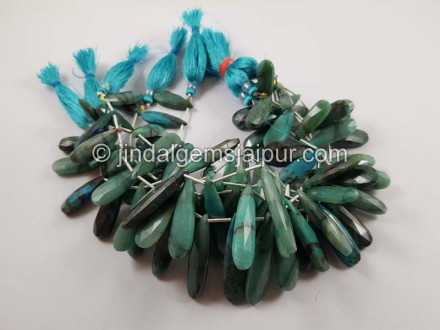 Chrysocolla Faceted Long Pear Beads